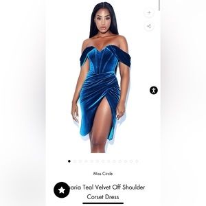 Omaria Teal Off Shoulder Corset Dress